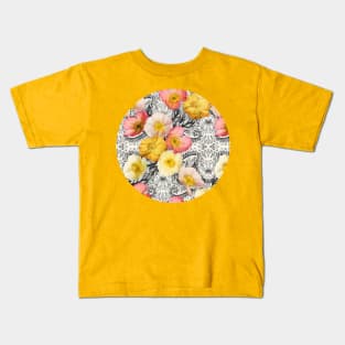 Collage of Poppies and Pattern Kids T-Shirt